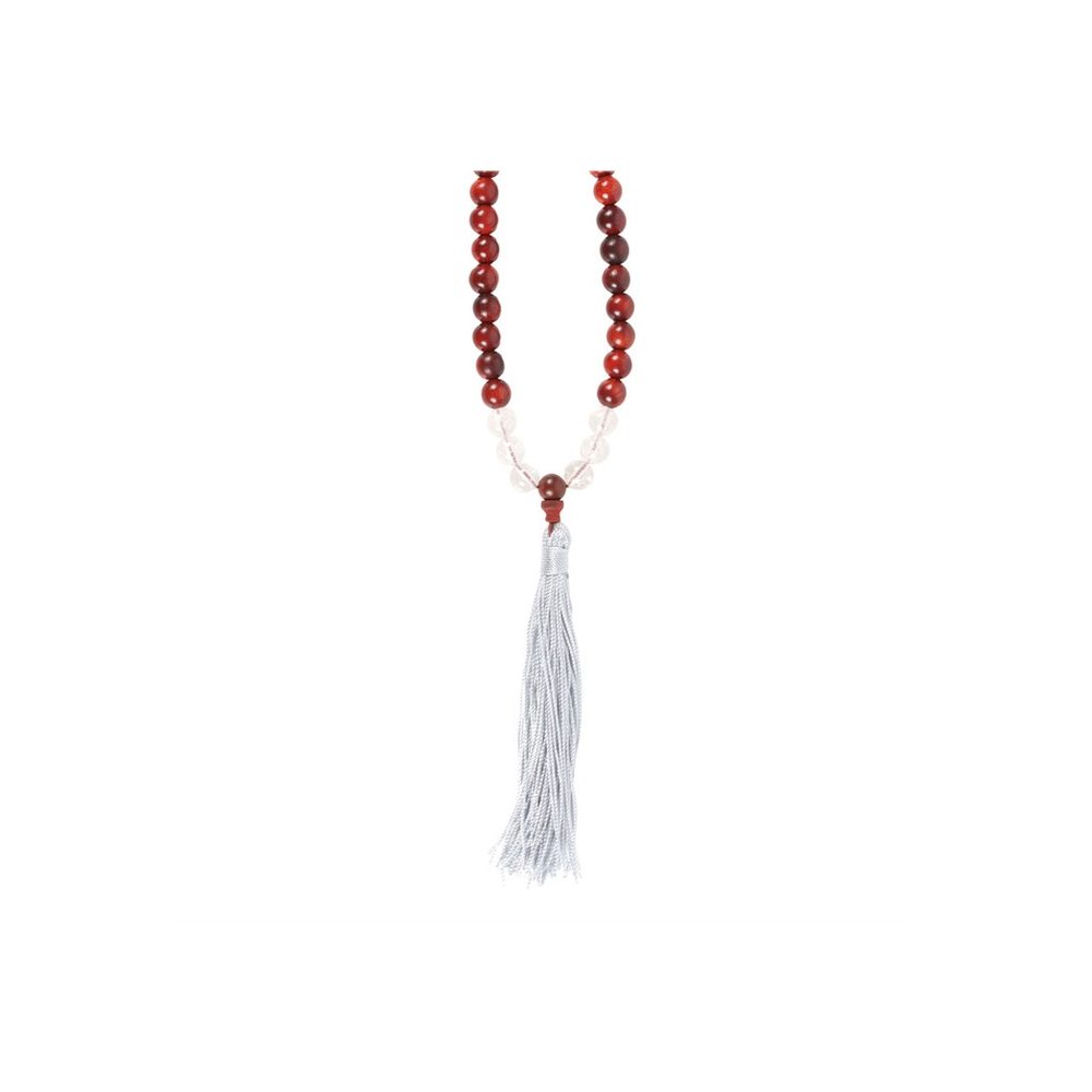 Stress Less Rosewood & Clear Quartz Mallah Necklace