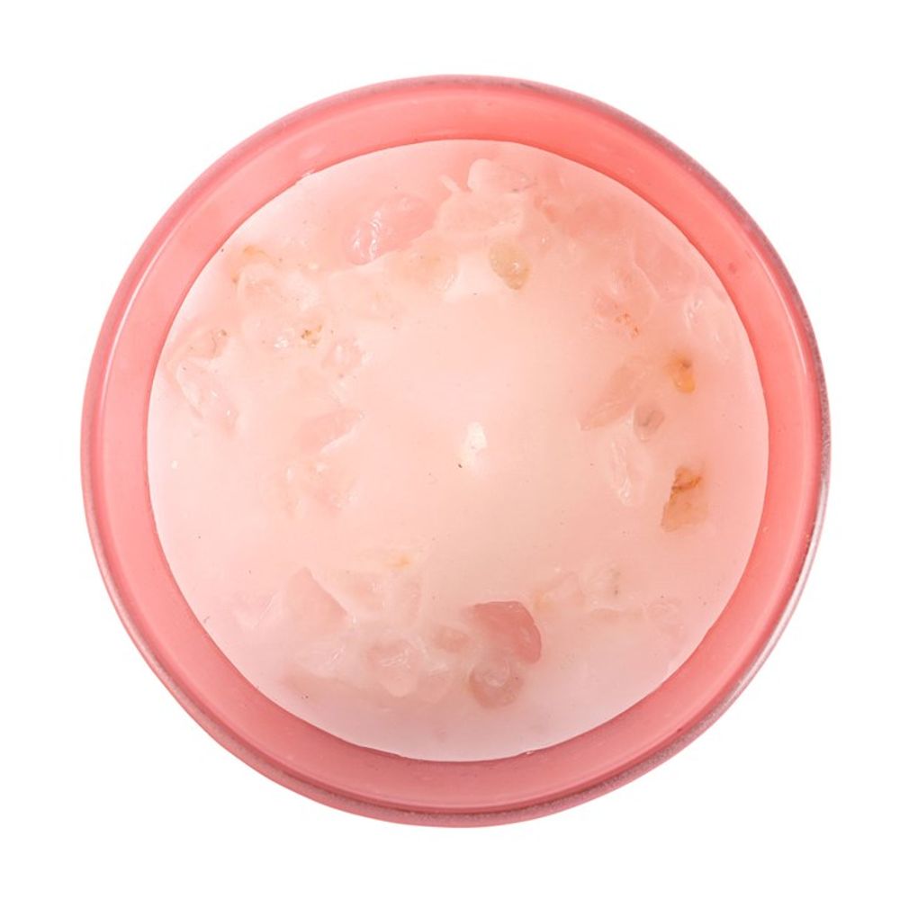 The Sun Rose Quartz Crystal Chip Candle