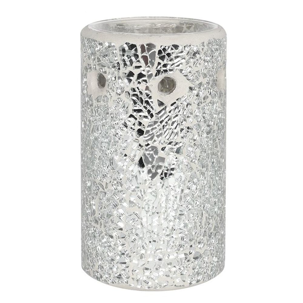 Silver Pillar Crackle Glass Oil Burner