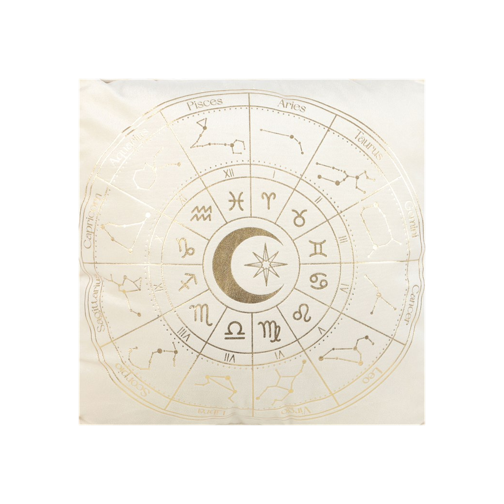 35cm Square Off White Astrology Wheel Cushion