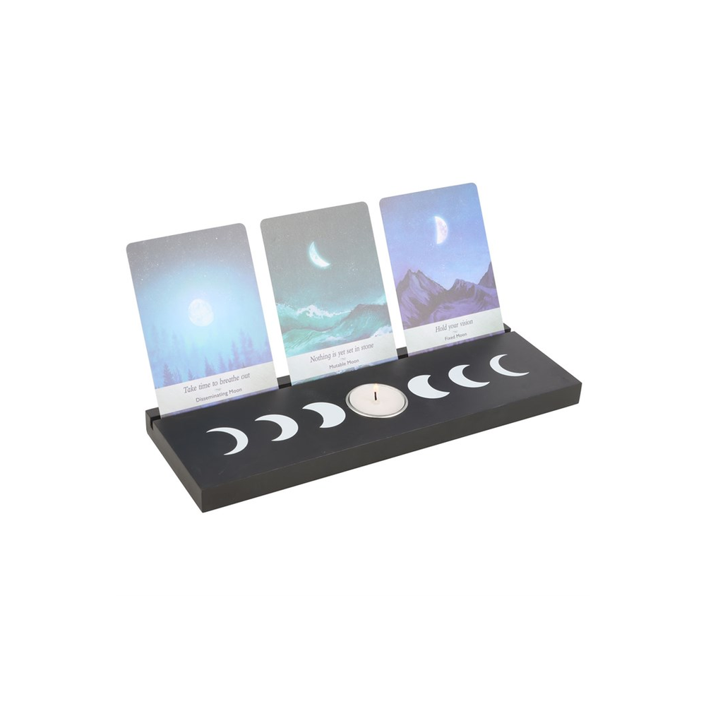 Black Moon Phase Tarot Card Stand Tealight Holder