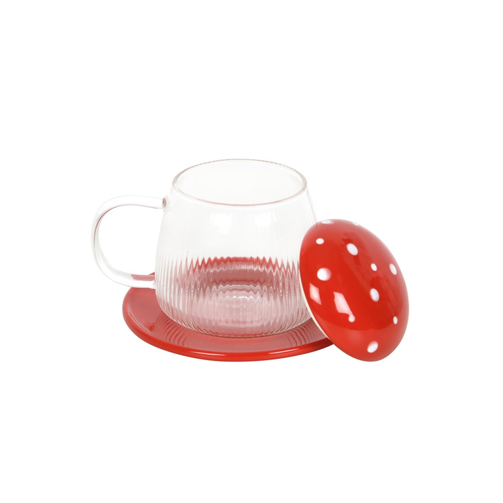 Glass Mushroom Mug and Saucer