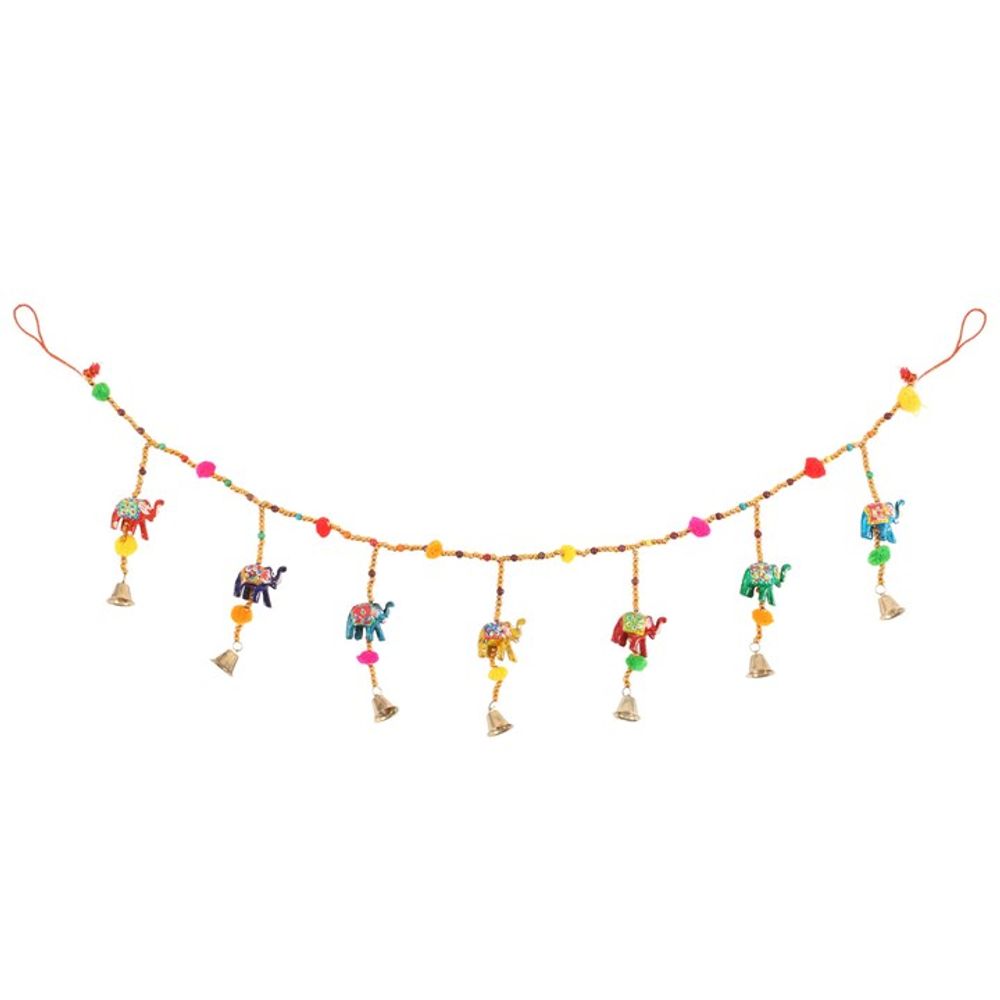 Hanging Elephant Garland with Beads and Bells