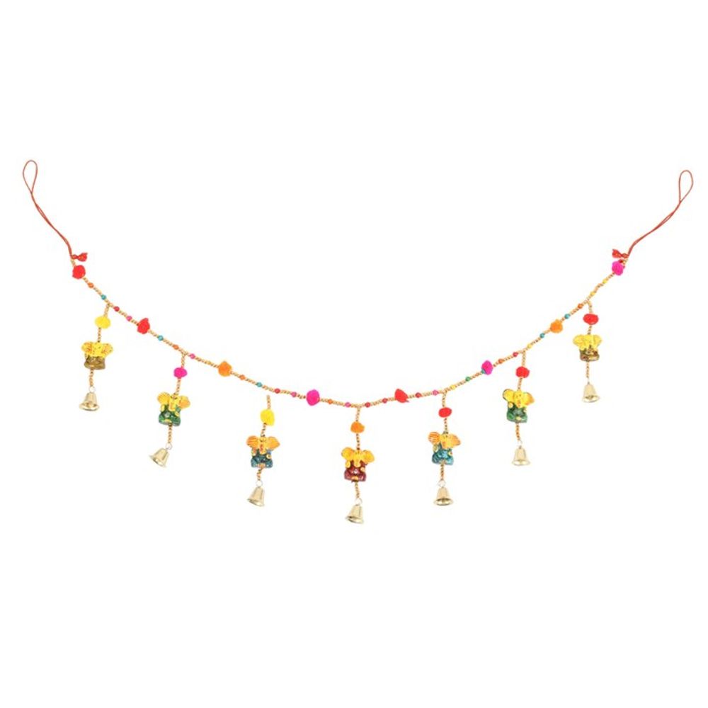 Hanging Ganesh Garland with Beads and Bells